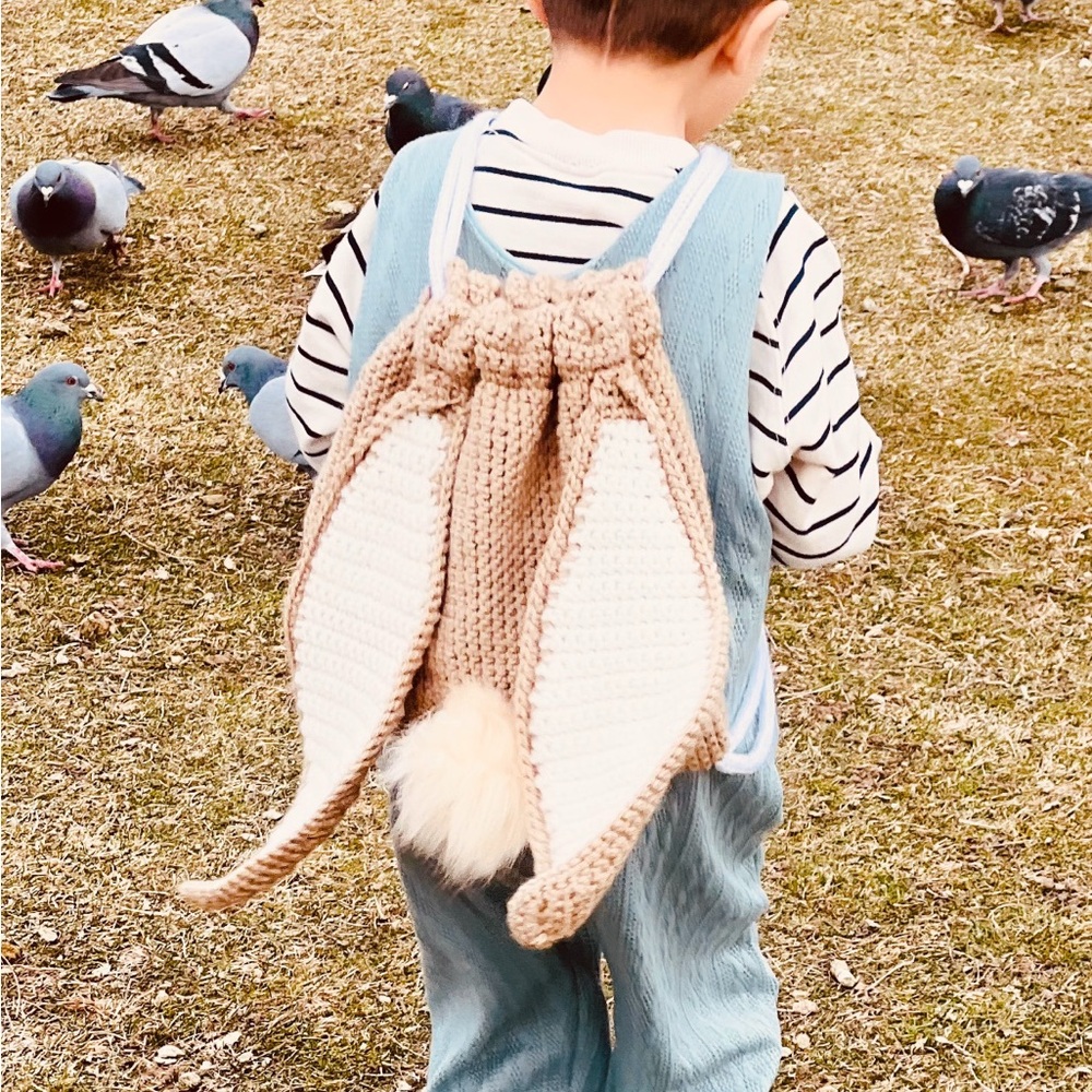 Adorable Tan and Cream Bunny Ear Kids Backpack